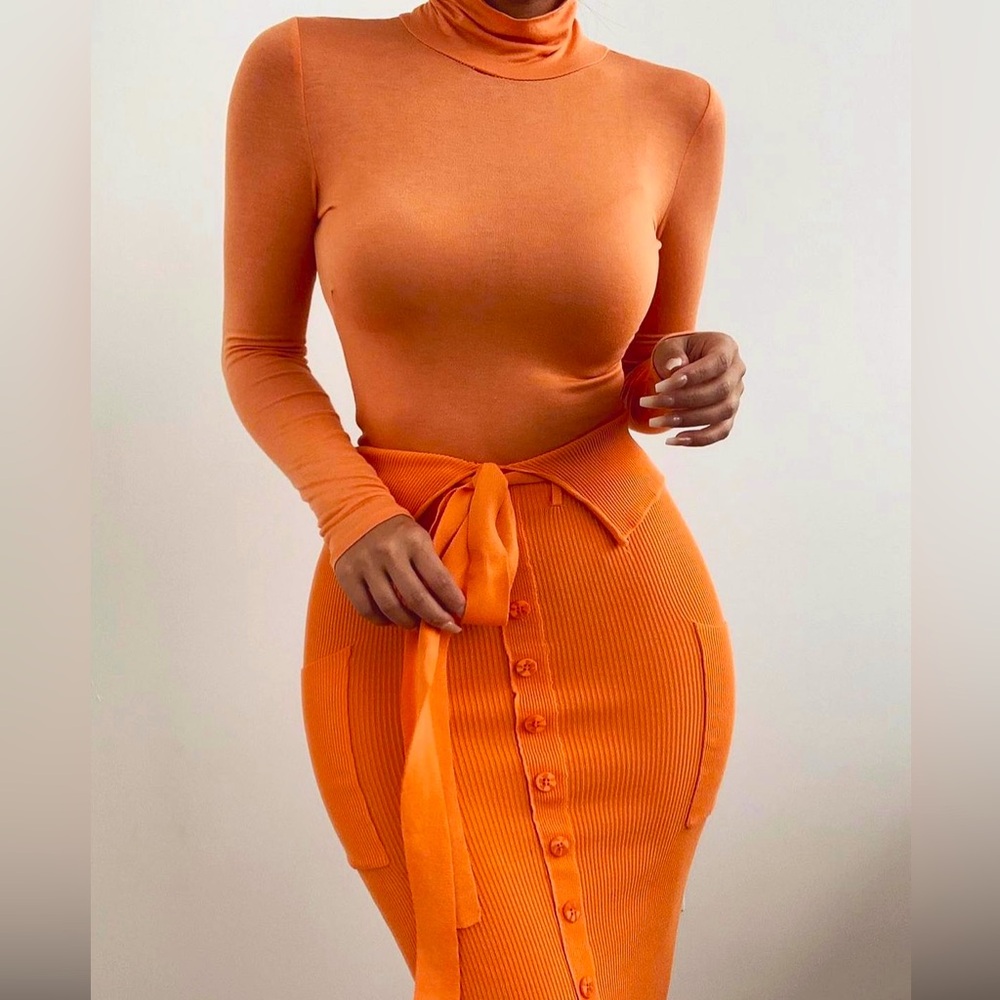 Orange Midi skirt